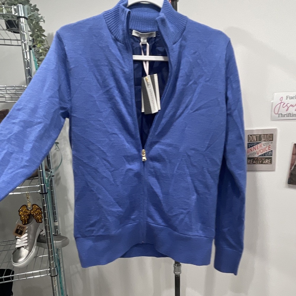 Fairway & Greene Ladies Abbey Baruffa Marino Wind Sweater Island Blue S